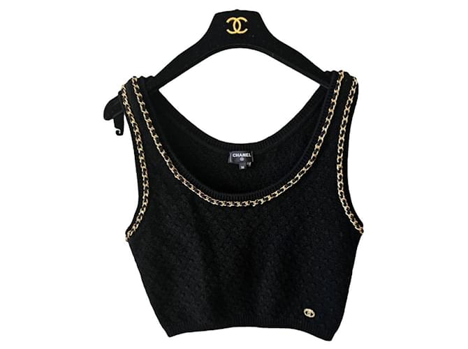 Chanel-T-Shirt der neuen Saison Schwarz Golden Kaschmir  ref.1064668