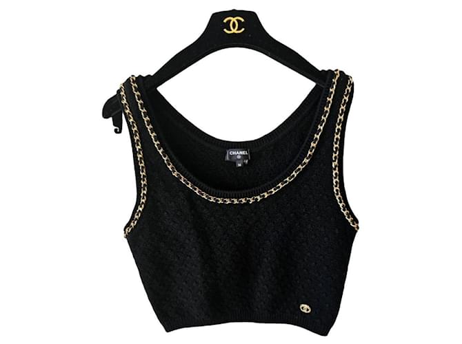 t-shirt chanel nouvelle saison Cachemire Noir Doré  ref.1064668