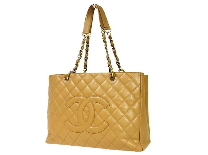 Chanel GST (grande bolsa de compras) Bege Couro  ref.1064670