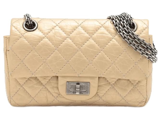 Chanel 2.55 Bege Couro  ref.1064697