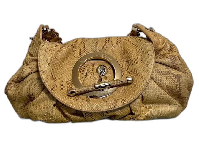 Sac Jazzclub de Dior en python (édition limitée) Daim Beige Bijouterie dorée  ref.1064701