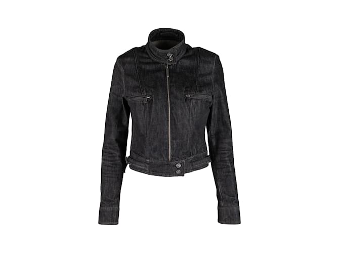 Gucci Jeans-Bikerjacke Grau Baumwolle  ref.1064722