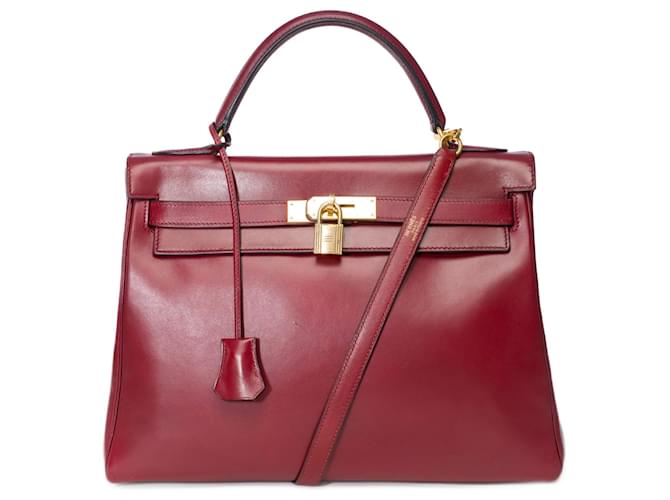 Hermès Hermes Kelly bag 32 in Burgundy Leather - 101418 Dark red  ref.1064728