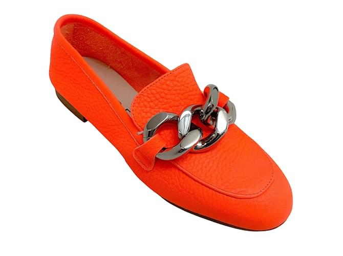 Casadei Orange Antilope Chunky Chain Loafers Leder  ref.1064746