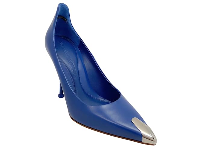Alexander McQueen Electric Blue High Back Pointed Toe Pumps Leather  ref.1064752