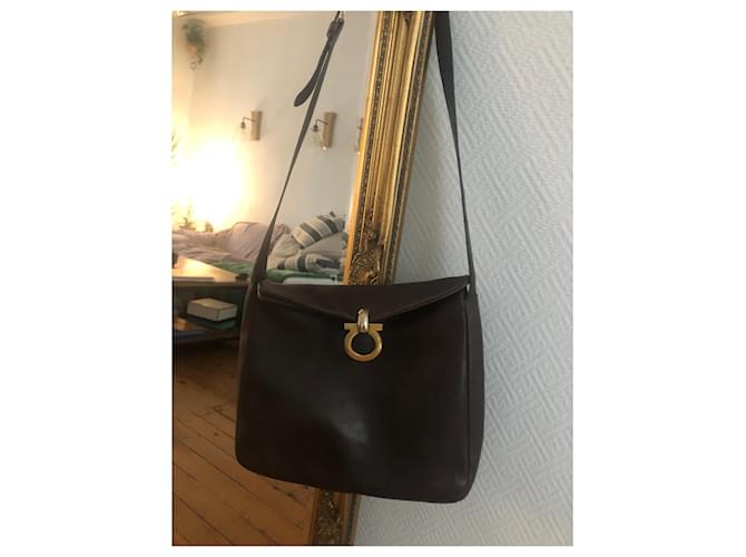 Salvatore Ferragamo Handbags Dark brown Leather  ref.1064844