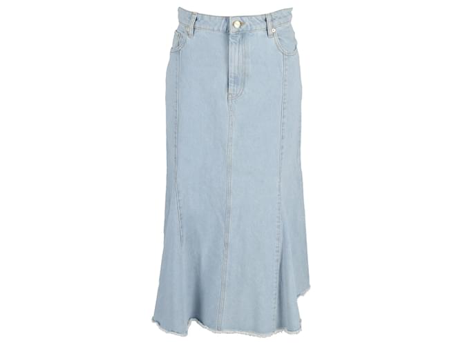 Ganni Flared Midi Skirt in Light Blue Denim Cotton  ref.1064885