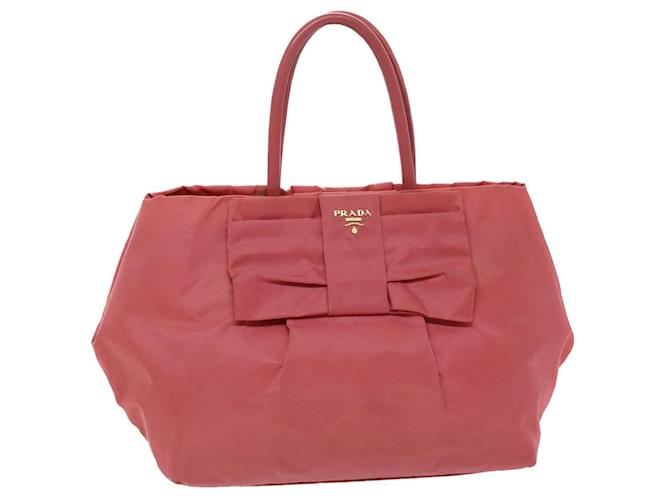 PRADA ribbon Hand Bag Nylon Pink Auth bs6565  ref.1064889