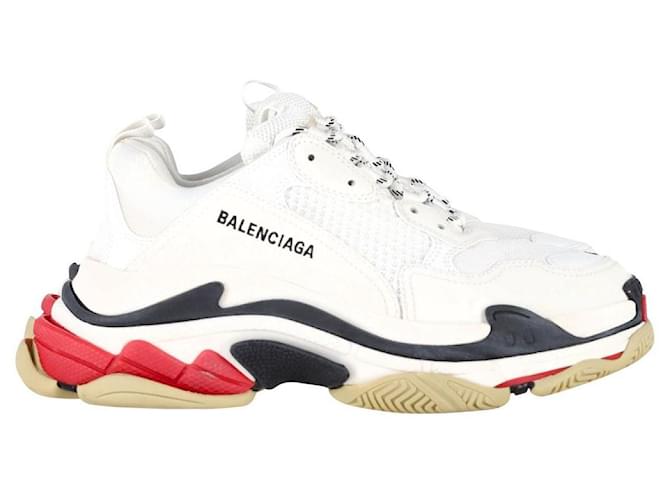 Balenciaga Triple S Sneakers in White Faux Leather and Mesh Synthetic Leatherette  ref.1064967