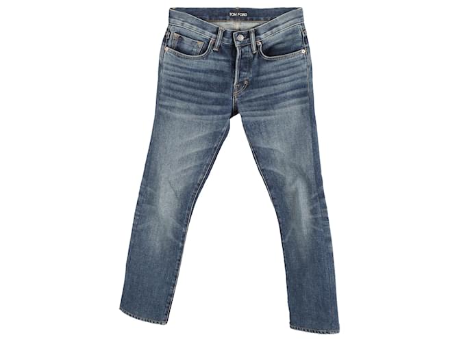 Jeans Tom Ford a gamba dritta in cotone blu  ref.1064969