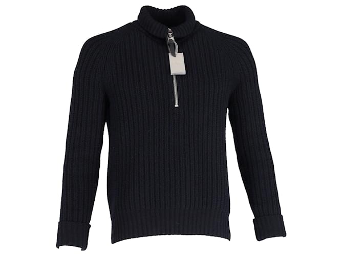 Tom Ford Half Zip Knit Sweater in Navy Blue Cashmere Wool  ref.1064973