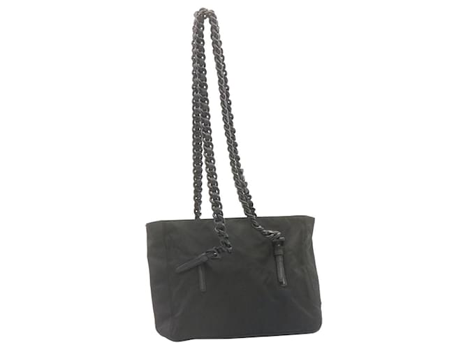 PRADA ChainShoulder Shoulder Bag Nylon Black Auth am1485g  ref.1064986