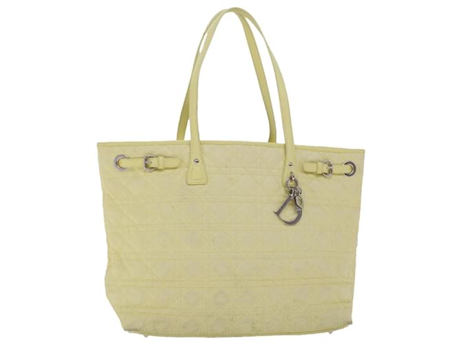 Christian Dior Lady Dior Canage Tote Bag Toile Enduite Jaune Auth bs5871  ref.1065006