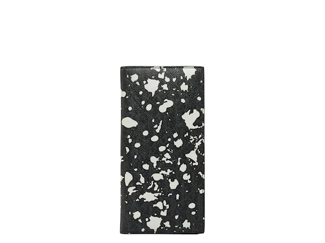 Dior Cartera plegable de lona con estampado de salpicaduras Negro Lienzo  ref.1065116