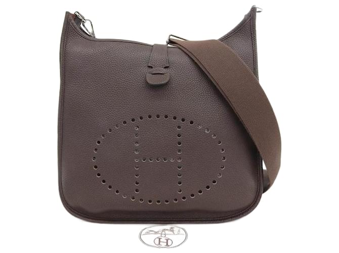 Hermès Taurillon Clemence Evelyne GM Brown Leather Pony-style calfskin  ref.1065117