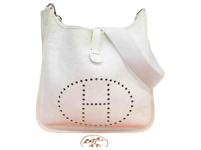 Hermès Taurillon Clemence Evelyne GM White Leather Pony-style calfskin  ref.1065118