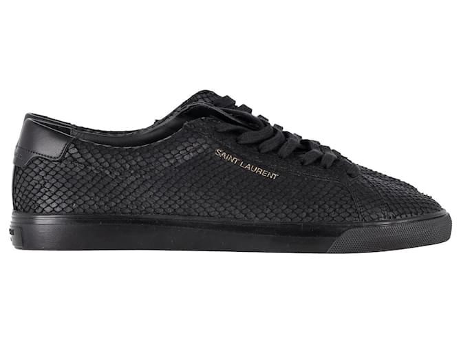 Saint Laurent Andy Python-Effect Sneakers in Black Calfskin Leather Pony-style calfskin  ref.1065121