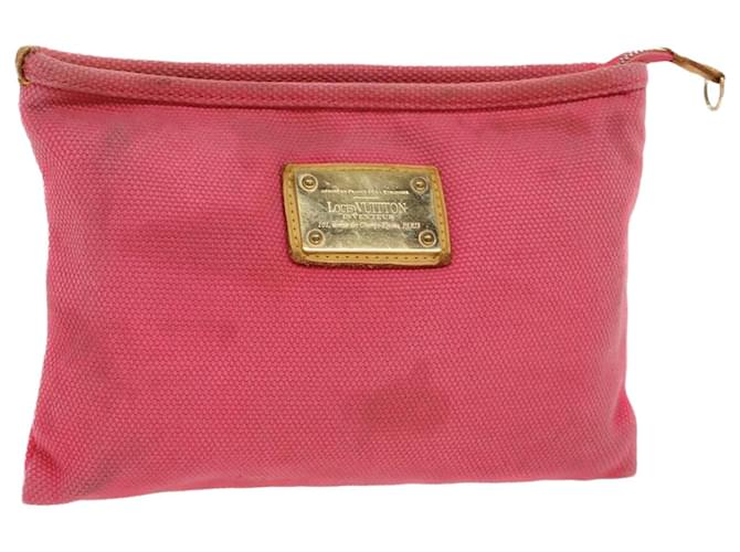 LOUIS VUITTON Antigua Pochette Plat GM Clutch Bag Pink M40065 LV Auth ep1350 Cloth  ref.1065149