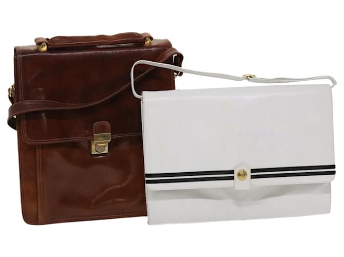BALLY Shoulder Bag Leather 2Set Brown White Auth bs6514  ref.1065215