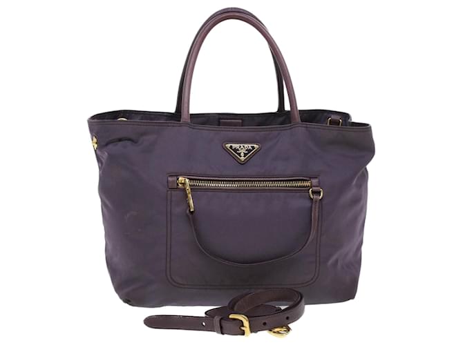 Prada Hand Bag Nylon 2way Purple Auth am4275  ref.1065216