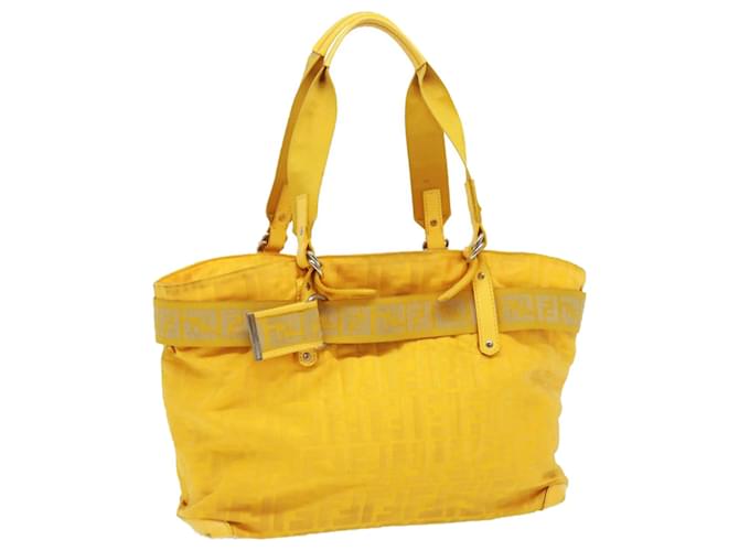 FENDI Zucca Canvas Tote Bag Nylon Yellow Auth bs2911  ref.1065283