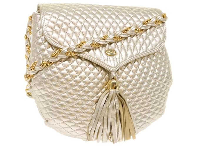 BALLY Quilted Chain Shoulder Bag Leather Gold Tone Auth yk8178 Metallic  ref.1065298