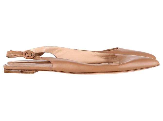 Gianvito Rossi Anna Slingback Flats in Nude Leather Flesh  ref.1065438
