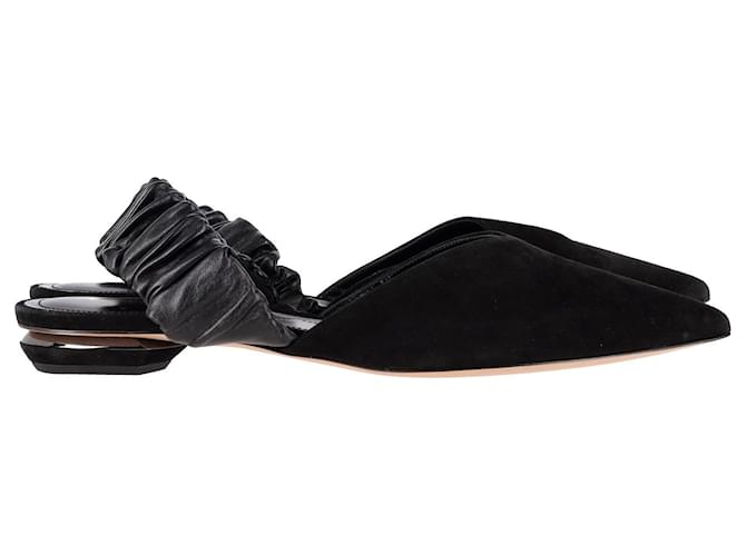 Zapatos planos con tira trasera y puntera en punta de Nicholas Kirkwood en ante negro Suecia  ref.1065439