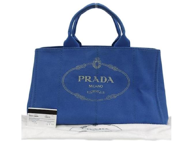 Tote Prada Canapa Logo Handbag BN1872 Blue Cloth  ref.1065454