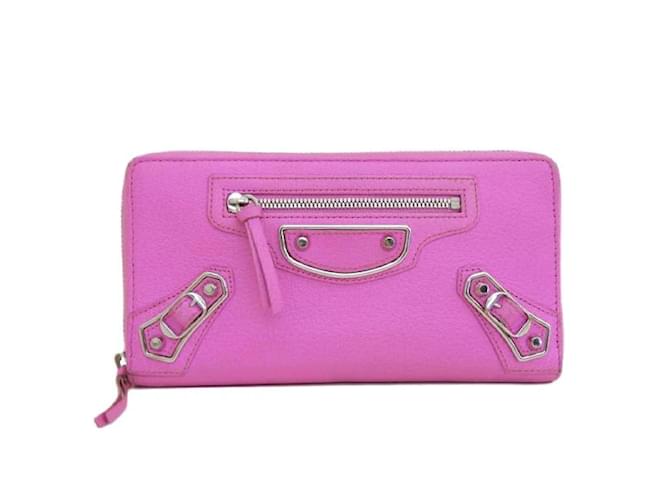Balenciaga Neo Classic Bifold Wallet  Leather Long Wallet 390187.0 in Good condition Pink  ref.1065460