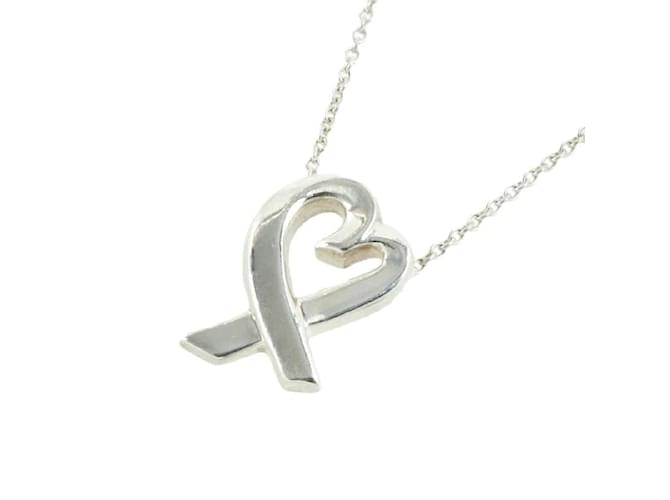 Tiffany & Co Silver Paloma Picasso Loving Heart Necklace Silvery Metal  ref.1065465