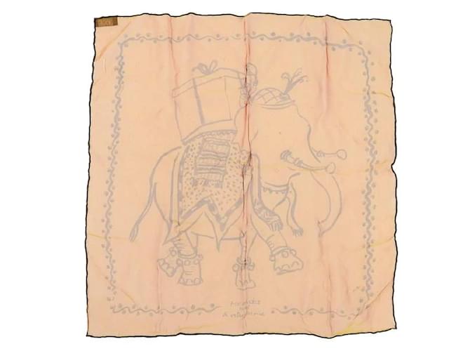 Hermès carré 40 Sciarpa di seta di elefante Giallo Tela  ref.1065502
