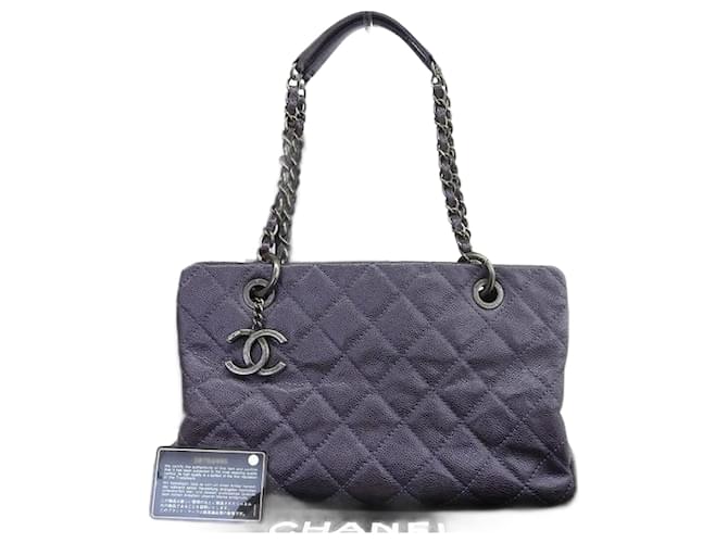 Chanel CC Quilted Caviar Chain Tote Bag 16/a67413 Y07811 Purple Leather  ref.1065513