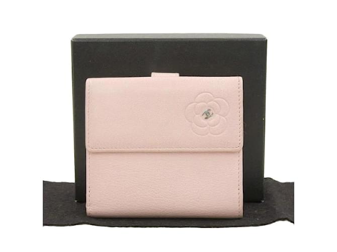 Chanel CC Butterfly Camellia Bifold Wallet  15 Pink Leather Pony-style calfskin  ref.1065521