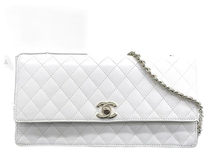 Chanel CC Matelasse Flap Shoulder Bag  Leather Shoulder Bag 15 in Excellent condition White  ref.1065531