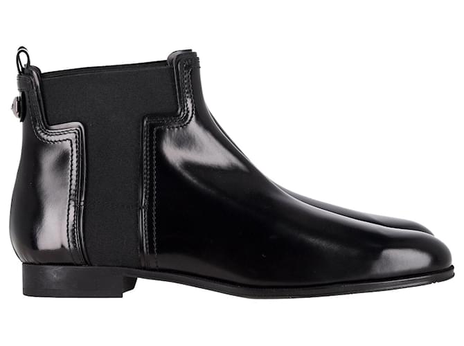 Tod's Chelsea Ankle Boots in Black Calfskin Leather Pony-style calfskin  ref.1065594