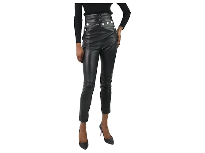 Autre Marque Black leather stud-buttoned trousers - size FR 36  ref.1065628