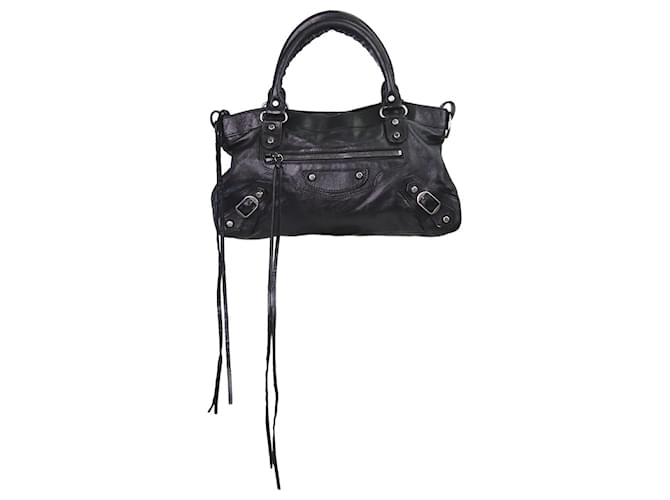 City Balenciaga sac de ville noir Cuir  ref.1065634