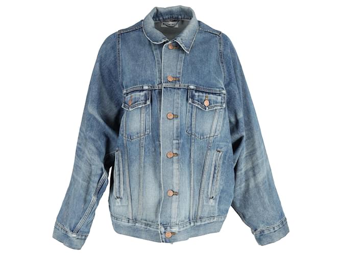 Balenciaga Veste en jean à manches cloche en coton bleu  ref.1065963