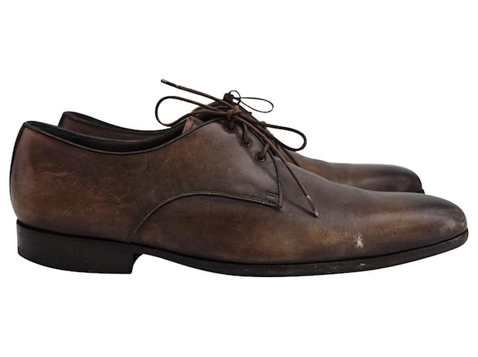 Zapatos Oxford con cordones Lanvin en piel de becerro marrón Castaño Cuero  ref.1065967