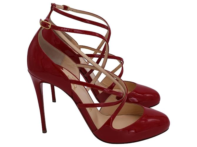 Christian Louboutin Soustelissimo Crisscross Pumps in Red Patent Leather  ref.1065980