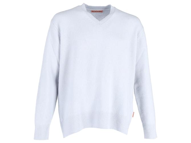Acne Studios V-neck Sweater In Light Blue Wool Cotton  ref.1065988