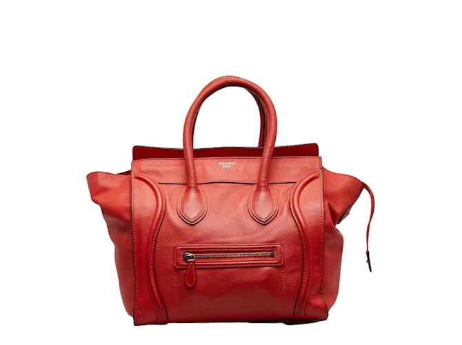 Céline Bolso de mano de cuero Celine Luggage Mini Shopper 165213 en buen estado Naranja  ref.1066019