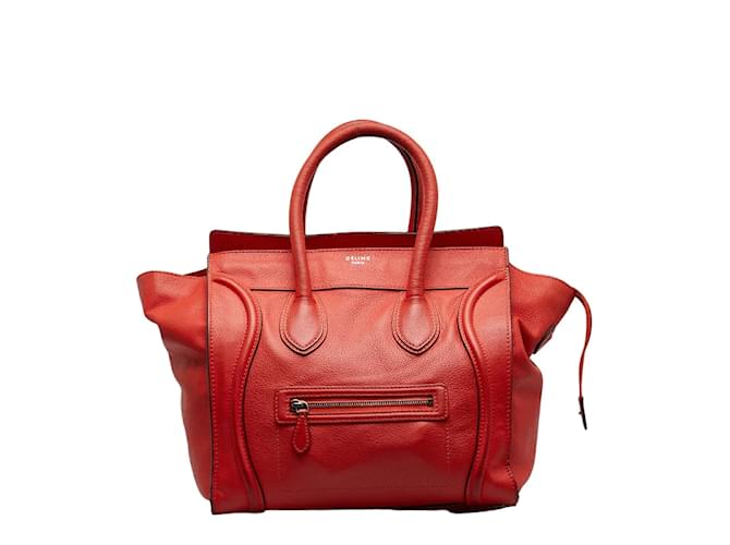 Céline Mini Leather Luggage Tote Bag 165213 Orange Pony-style calfskin  ref.1066019