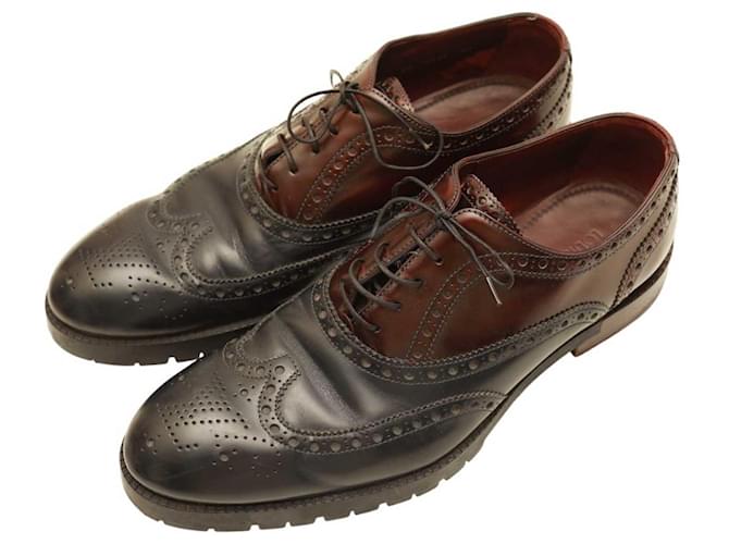 Louis Vuitton Men's Blue & Burgundy Leather Brogues Oxfords Lace Up Shoes 8.5 Red  ref.1066091