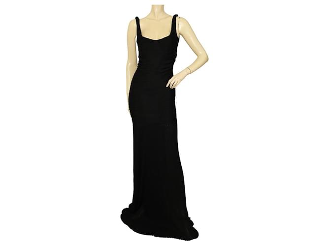 Zac Posen Black Floor Length Maxi Fine Knit Evening Gown Sleeveless Dress size M Rayon  ref.1066228