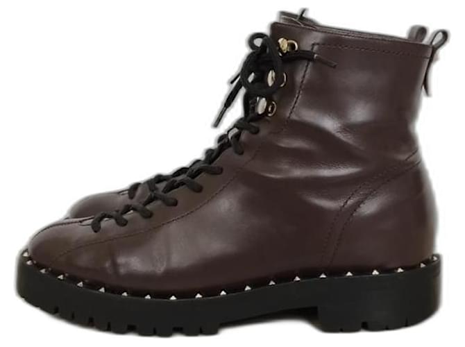 Valentino Garavani Ankle Boots Brown Leather  ref.1066241