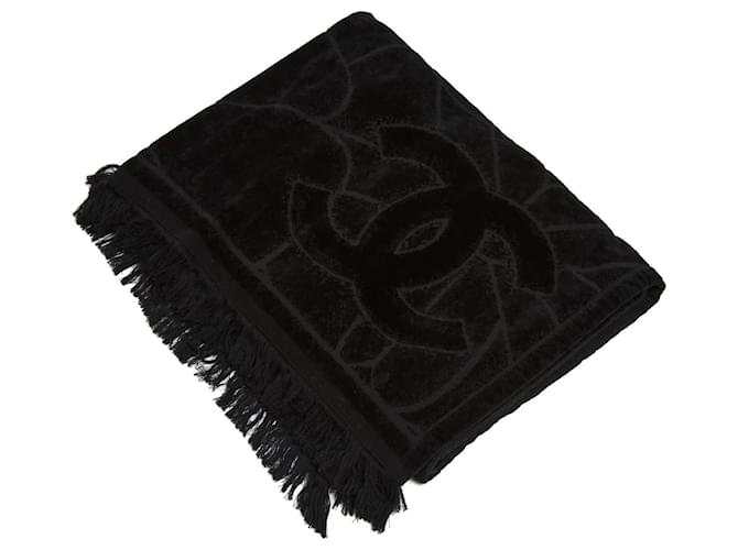 Chanel Black maxi bath towel Cotton  ref.1066258