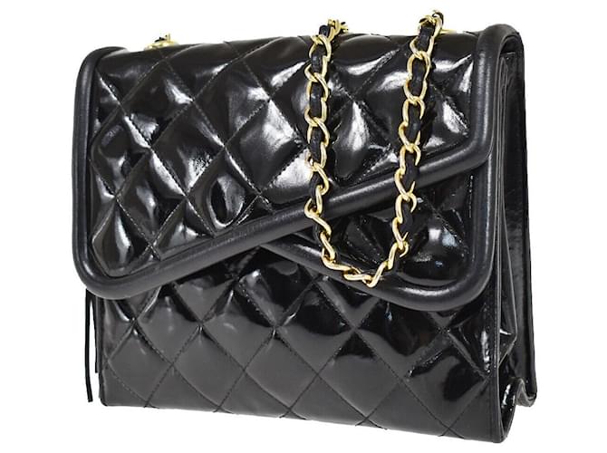 Timeless Chanel Matelassé Black Patent leather  ref.1066315