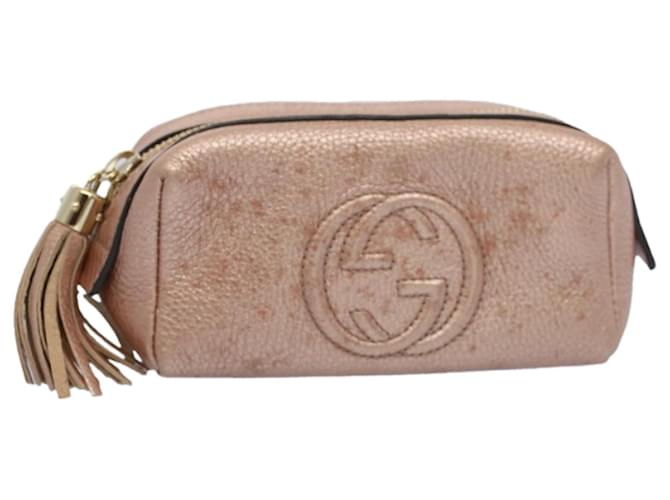 GUCCI Fringe Pouch Leather Pink 308634 auth 53804  ref.1066417